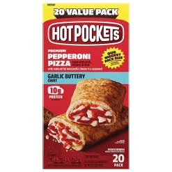 Hot Pockets Pepperoni Pizza Frozen Sandwiches, 6.38 Oz, Pack Of 20 Sandwiches