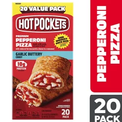 Hot Pockets Pepperoni Pizza Frozen Sandwiches, 6.38 Oz, Pack Of 20 Sandwiches