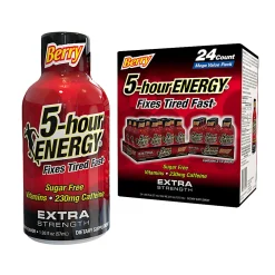 5-Hour Energy Extra-Strength Berry, 1.93 Oz, 12 Bottled Per Pack, Box Of 2 Packs