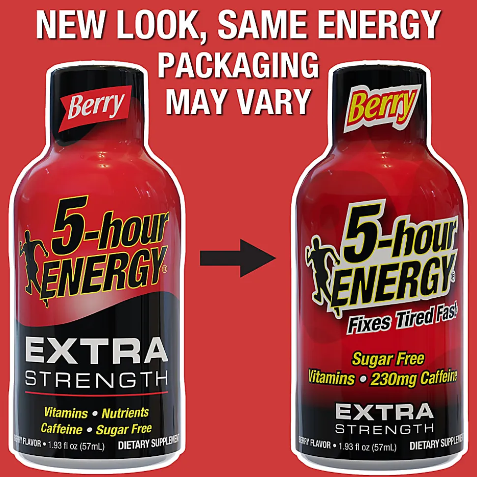 5-Hour Energy Extra-Strength Berry, 1.93 Oz, 12 Bottled Per Pack, Box Of 2 Packs