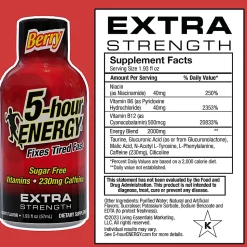 5-Hour Energy Extra-Strength Berry, 1.93 Oz, 12 Bottled Per Pack, Box Of 2 Packs