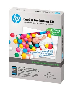 HP Advanced Photo Paper Card & Invitation Kit, Rounded Corners, White