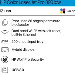 HP Color LaserJet Pro 3201dw Wireless Laser Color Printer