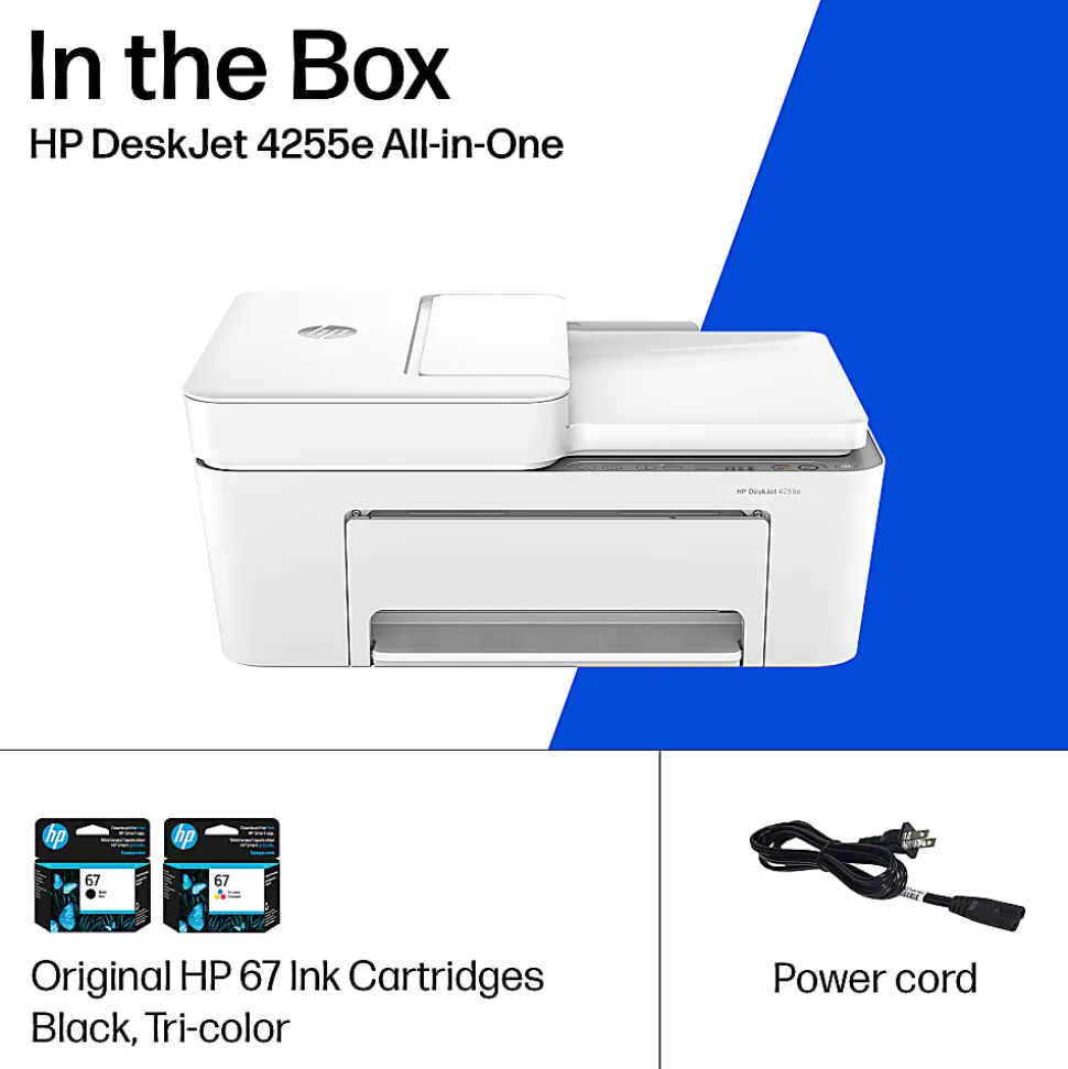 HP DeskJet 4255e Wireless All-in-One Color Inkjet Printer, Scanner, Copier, Best for home, 3 months of free Instant Ink, AI-enabled (588S6A)