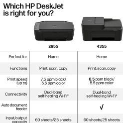 HP DeskJet 4355 Wireless All-in-One Color Inkjet Printer, Scanner, Copier, Best for home, 3 months of free Instant Ink, AI-capable (AJ4Y0A)