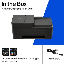 HP DeskJet 4355 Wireless All-in-One Color Inkjet Printer, Scanner, Copier, Best for home, 3 months of free Instant Ink, AI-capable (AJ4Y0A)