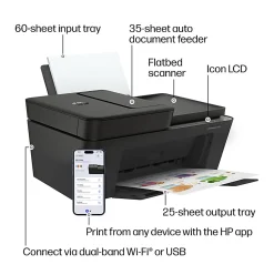 HP DeskJet 4355 Wireless All-in-One Color Inkjet Printer, Scanner, Copier, Best for home, 3 months of free Instant Ink, AI-capable (AJ4Y0A)