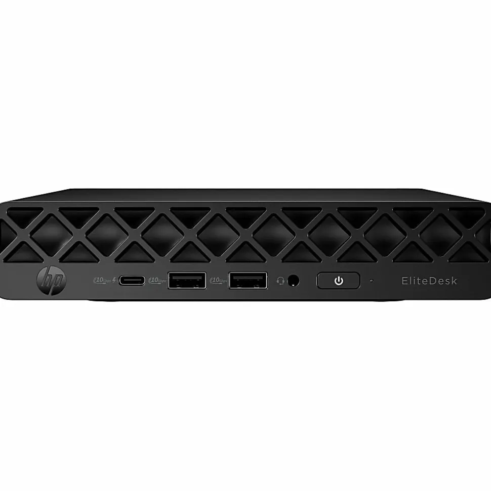 HP EliteDesk 8 G1a Desktop Computer, AMD Ryzen 5 220, 16 GB, 256 GB PCI Express NVMe SSD, Mini PC, Jack Black, D32NPATABA