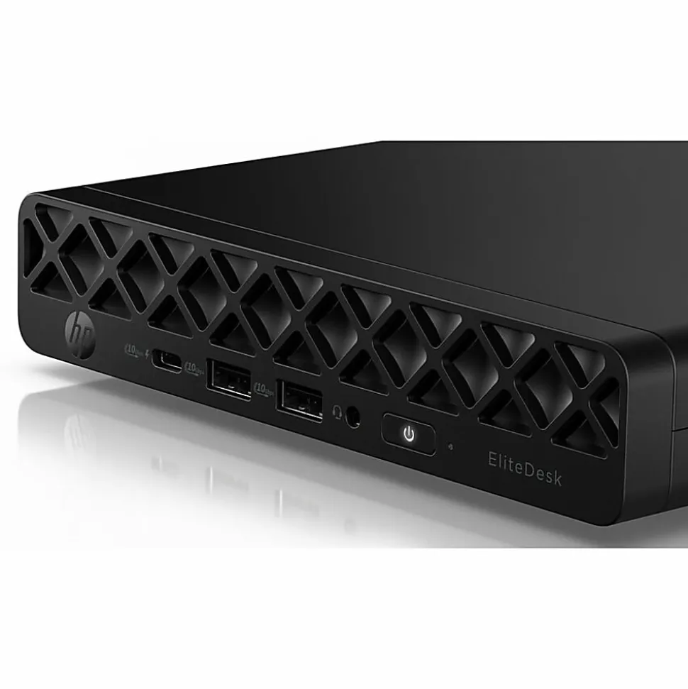 HP EliteDesk 8 G1a Desktop Computer, AMD Ryzen 5 220, 16 GB, 256 GB PCI Express NVMe SSD, Mini PC, Jack Black, D32NPATABA