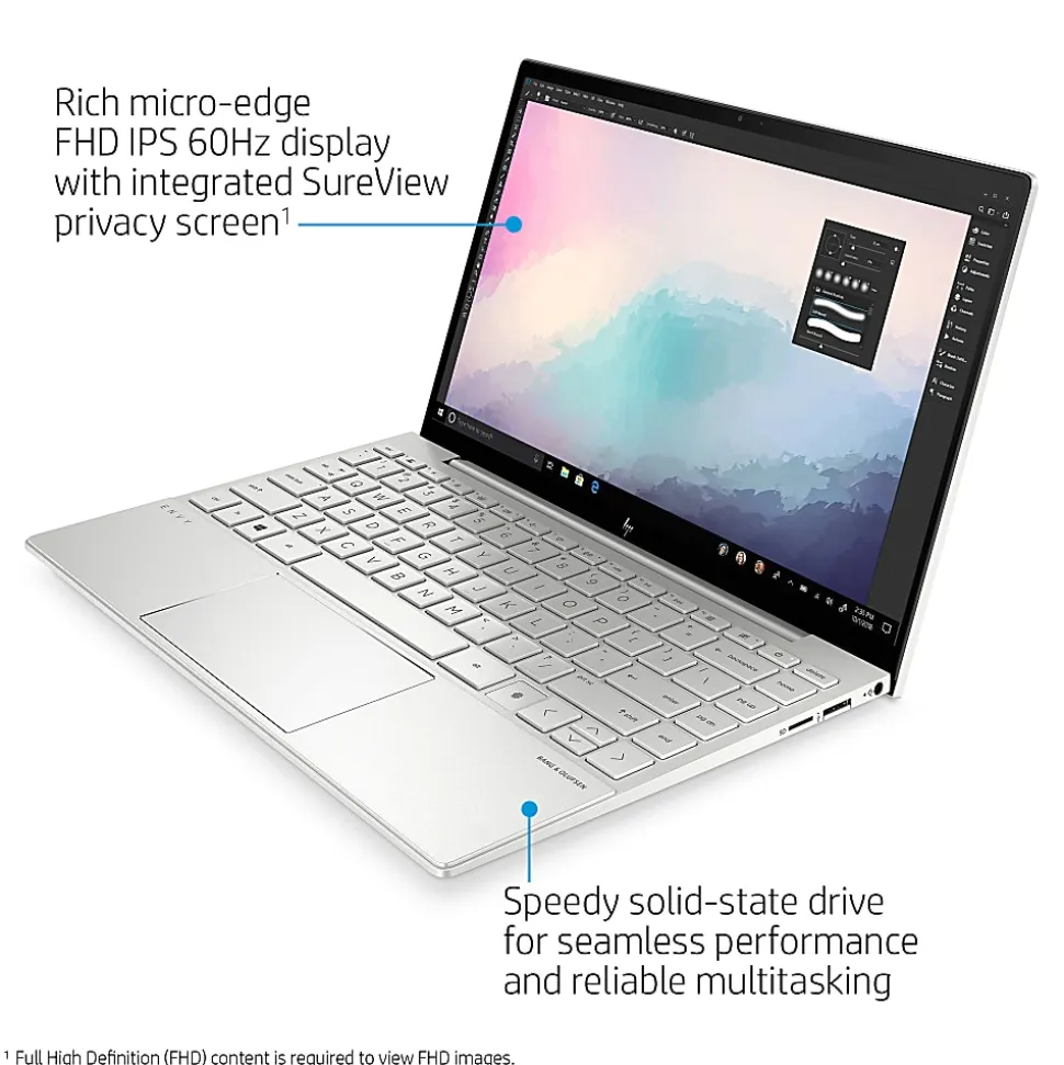 HP ENVY 13-ba0025od Laptop, 13.3" Screen, Intel® Core™ i5, 8GB Memory, 256GB Solid State Drive, Wi-Fi 6, Windows® 10 Pro, 9ZH58UA#ABA