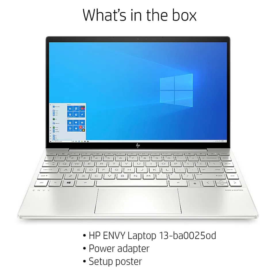 HP ENVY 13-ba0025od Laptop, 13.3" Screen, Intel® Core™ i5, 8GB Memory, 256GB Solid State Drive, Wi-Fi 6, Windows® 10 Pro, 9ZH58UA#ABA