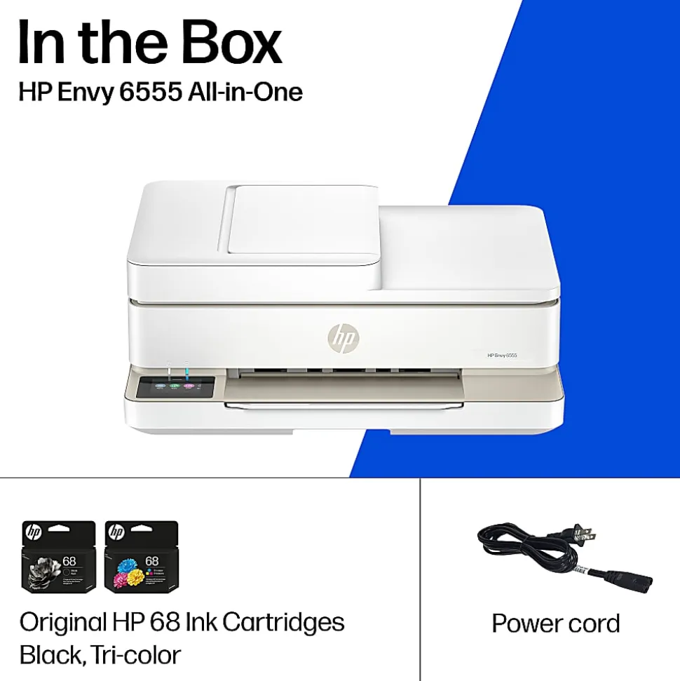 HP Envy 6555 Wireless All-in-One Color Inkjet Printer, Print/Scan/Copy, Duplex Printing, 3 Months of free Instant Ink