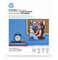 HP Everyday Photo Paper for Inkjet Printers, Glossy, Letter Size (8 1/2