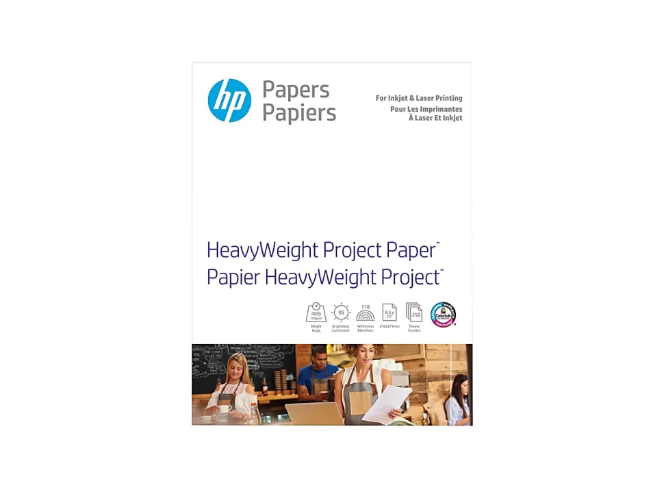 HP Heavyweight Project Paper, White, Letter (8.5" x 11"), 250 Sheets Per Pack, 95 Brightness, 40 Lb, 95 Brightness