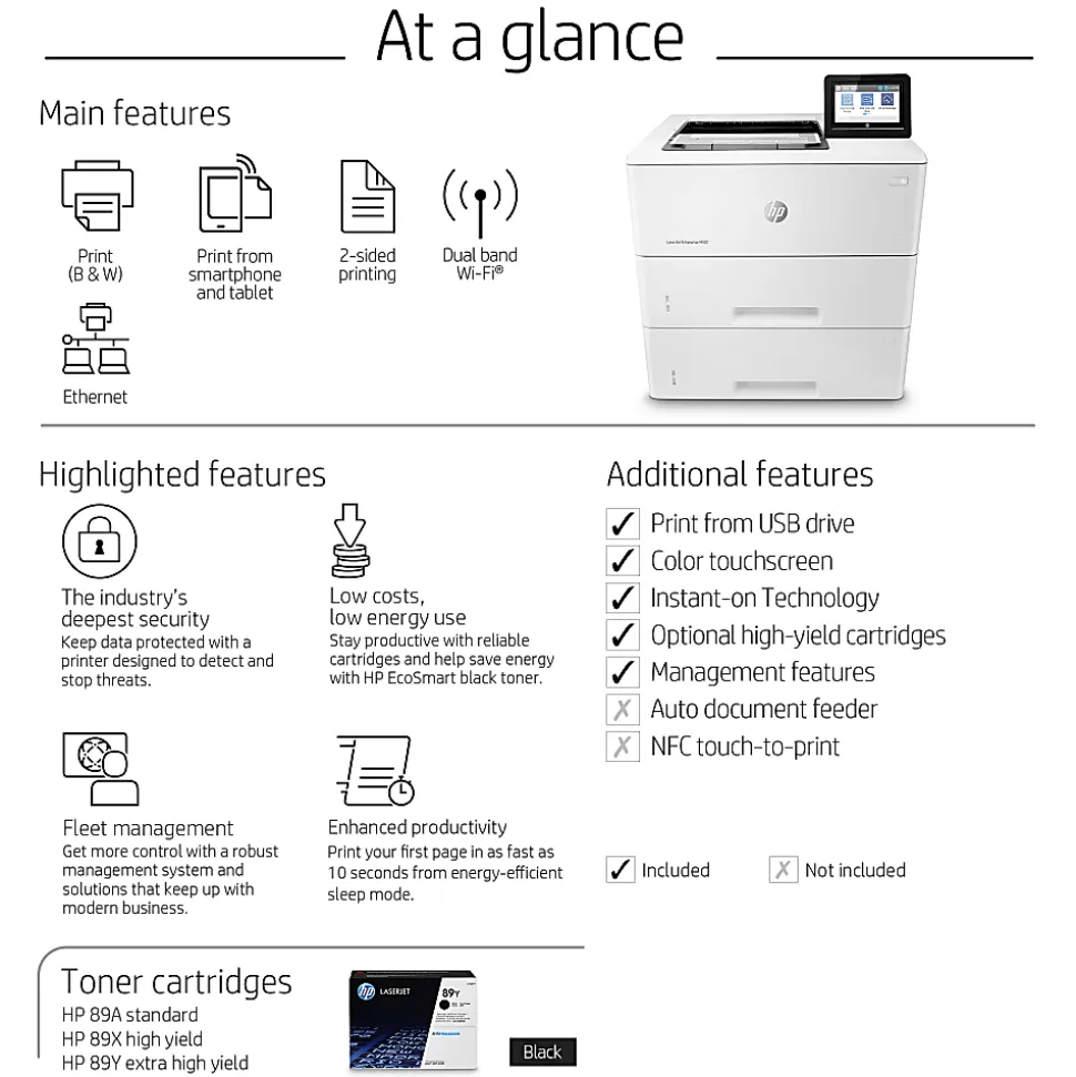 HP LaserJet Enterprise M507x Laser Monochrome Printer