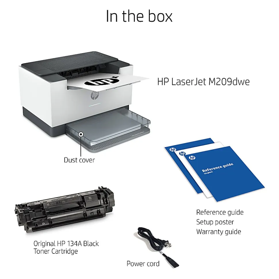 HP LaserJet M209dwe Wireless Laser Monochrome Printer with HP+ (6GW62E)