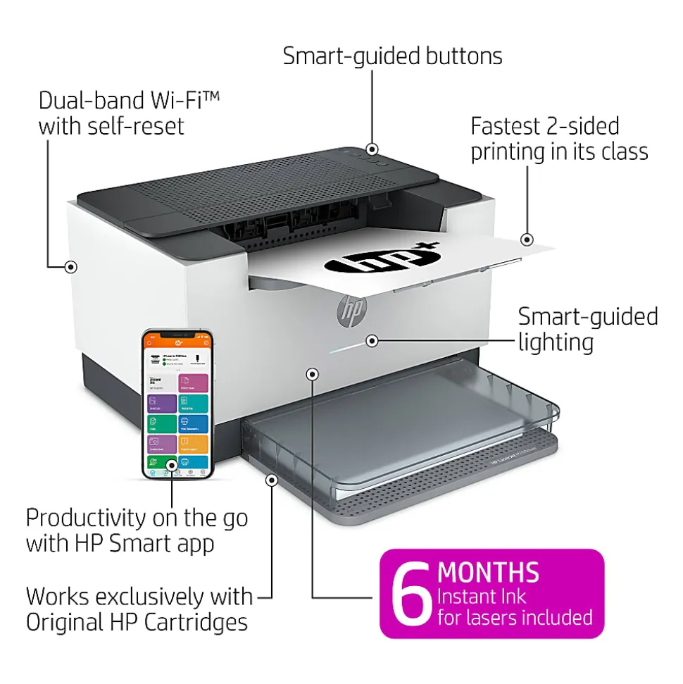 HP LaserJet M209dwe Wireless Laser Monochrome Printer with HP+ (6GW62E)