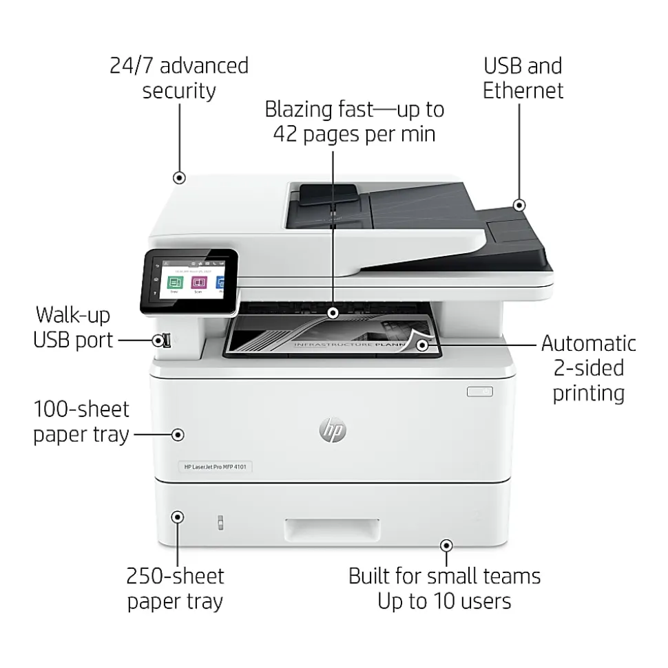 HP LaserJet Pro MFP 4101fdn Laser All-in-One Monochrome Printer