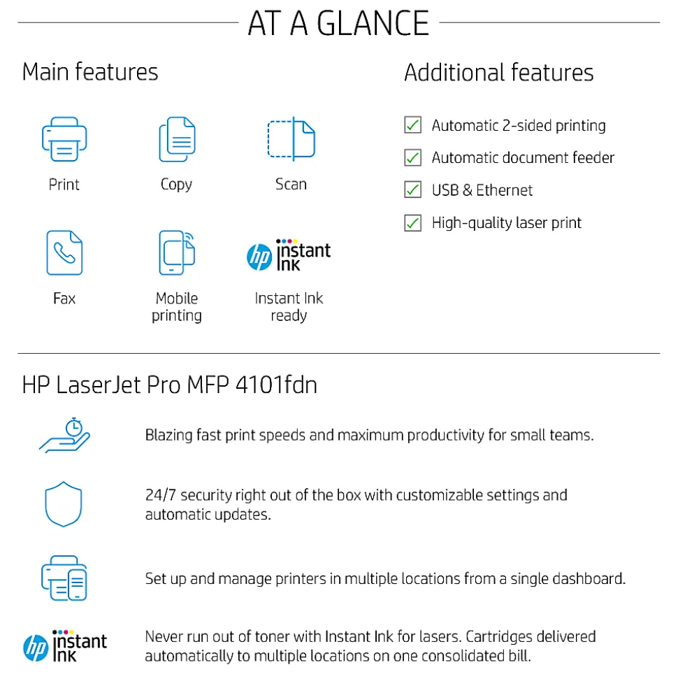 HP LaserJet Pro MFP 4101fdn Laser All-in-One Monochrome Printer