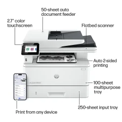 HP LaserJet Pro MFP 4101fdw Wireless Printer, Print, scan, copy, fax, Fast speeds, Easy setup, Mobile printing, Best for office, AI-enabled