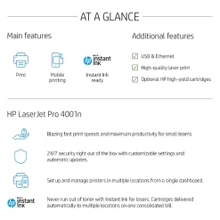 HP LaserJet Pro 4001n Laser Monochrome Printer