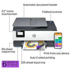 HP OfficeJet 8015e Wireless All-in-One Printer with 6 Months of Free Instant Ink with HP+ (228F5A)