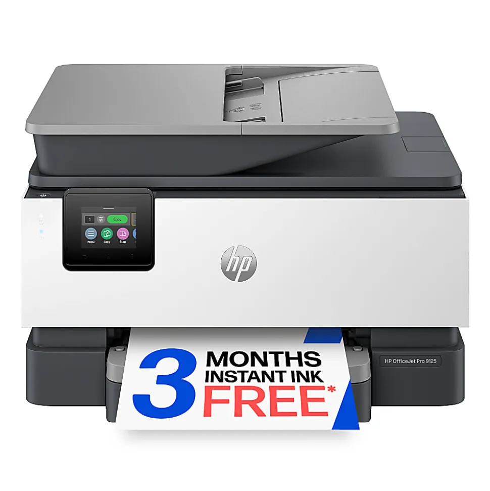 HP OfficeJet Pro 9125 Wireless All-in-One Color Inkjet Printer, print, scan, copy, fax, ADF, Duplex print/scan, 3 months free Instant Ink, AI-capable
