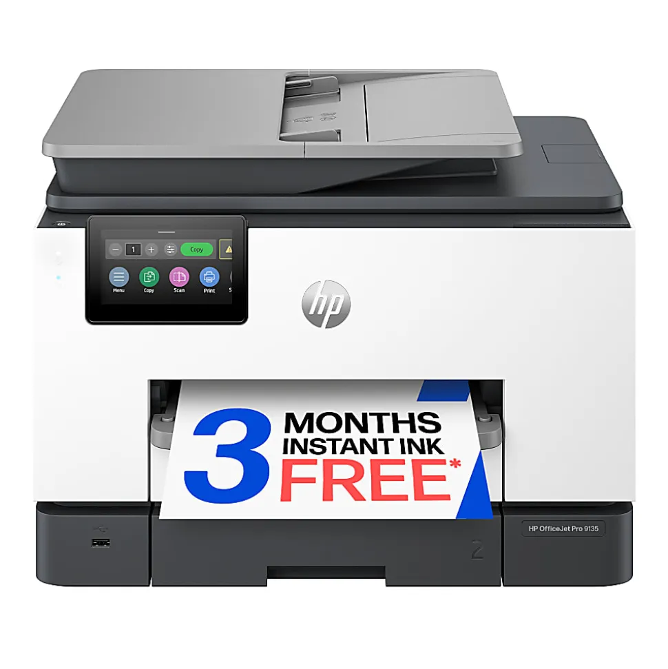 HP OfficeJet Pro 9135 Wireless All-in-One Color Inkjet Printer, print, scan, copy, fax, ADF, Duplex print/scan, 3 months free Instant Ink, AI-capable