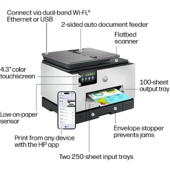 HP OfficeJet Pro 9135 Wireless All-in-One Color Inkjet Printer, print, scan, copy, fax, ADF, Duplex print/scan, 3 months free Instant Ink, AI-capable