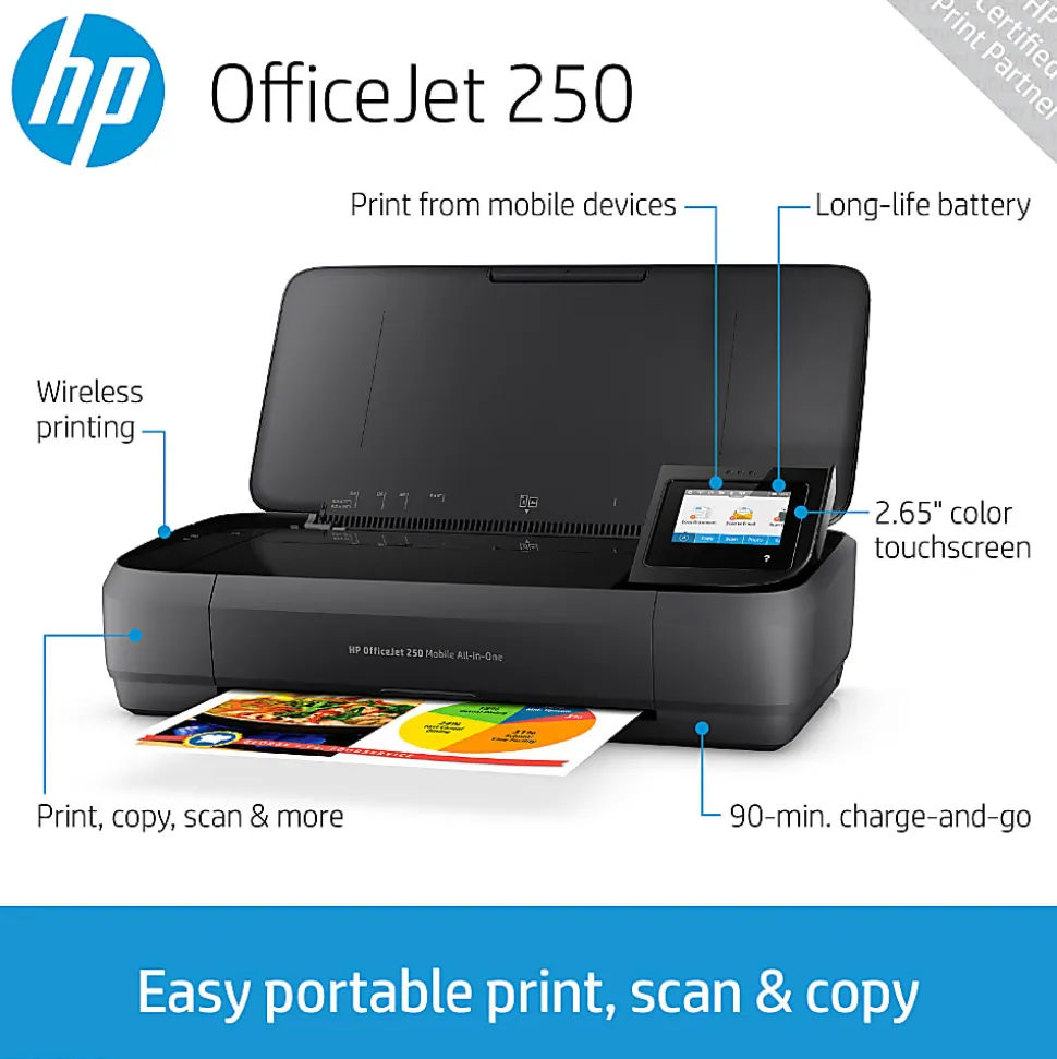 HP OfficeJet 250 Wireless Inkjet All-In-One Color Printer