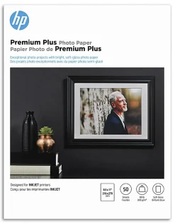 HP Premium Plus Photo Paper for Inkjet Printers, Soft Gloss, Letter Size (8 1/2