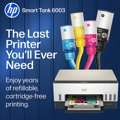 HP Smart Tank 6003 Wireless All-in-One Cartridge-free Ink Tank Printer with up to 3 years of ink included, AI-capable (9B5C8A)
