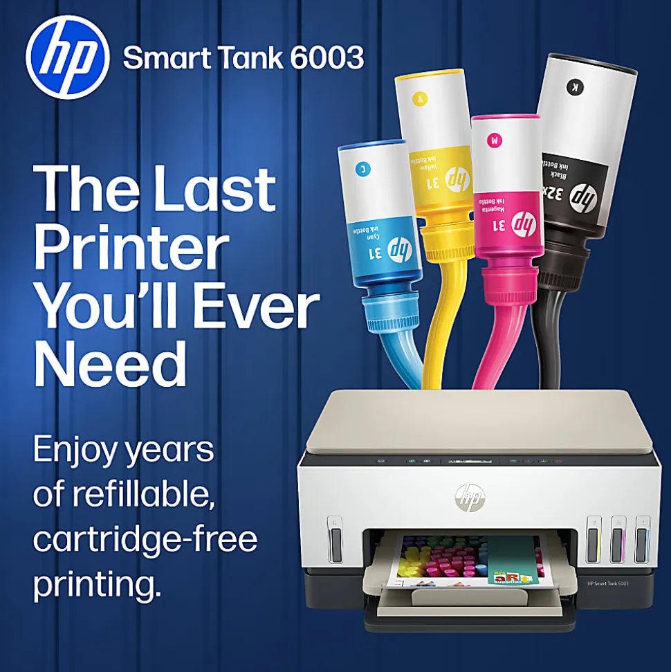 HP Smart Tank 6003 Wireless All-in-One Cartridge-free Ink Tank Printer with up to 3 years of ink included, AI-capable (9B5C8A)