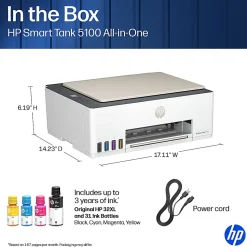 HP Smart Tank 5100 Wireless All-in-One Cartridge-free Ink Tank Printer with up to 3 years of ink included, AI-capable (9B2D1A)