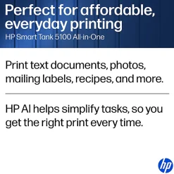 HP Smart Tank 5100 Wireless All-in-One Cartridge-free Ink Tank Printer with up to 3 years of ink included, AI-capable (9B2D1A)