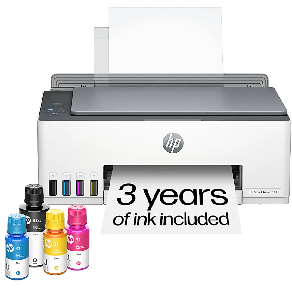 HP Smart Tank 5101 Wireless All-in-One Cartridge-free Ink Tank Printer with up to 3 years of ink included, AI-capable (1F3Y0A)