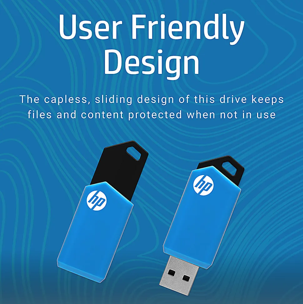 HP v150w USB 2.0 Flash Drive, 32GB, Blue