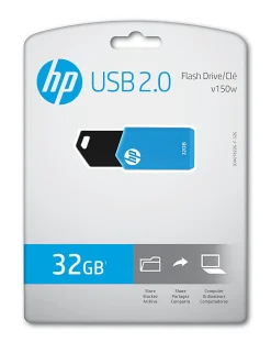 HP v150w USB 2.0 Flash Drive, 32GB, Blue