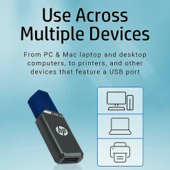 HP x900w USB 3.0 Flash Drive, 64GB, Gray/Blue