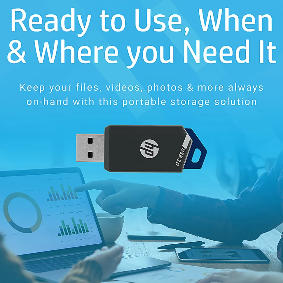 HP x900w USB 3.0 Flash Drive, 64GB, Gray/Blue