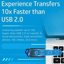 HP x900w USB 3.0 Flash Drive, 64GB, Gray/Blue
