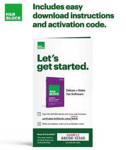 H&R Block Deluxe + State Tax Software, 2024, Windows/Mac, Product Key/Download