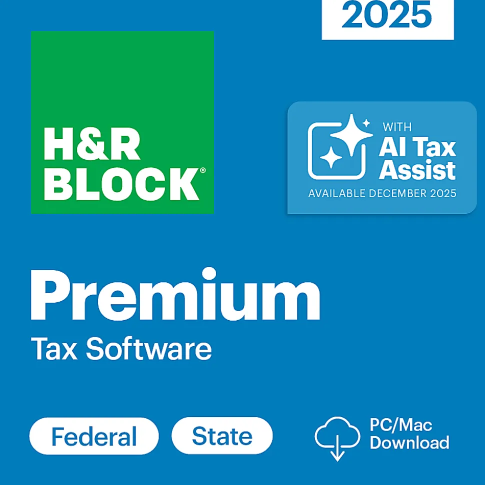 H&R Block Premium Tax Software, 2025, Windows/Mac, Download