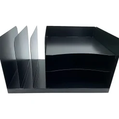 Huron Combo Slots Desk Organizer, 6 Compartment(s), Horizontal/Vertical, 8"H x 15"W x 11"D, Durable, Black, Steel