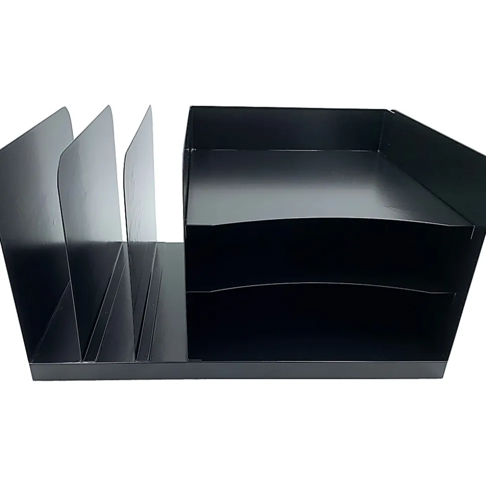 Huron Combo Slots Desk Organizer, 6 Compartment(s), Horizontal/Vertical, 8"H x 15"W x 11"D, Durable, Black, Steel