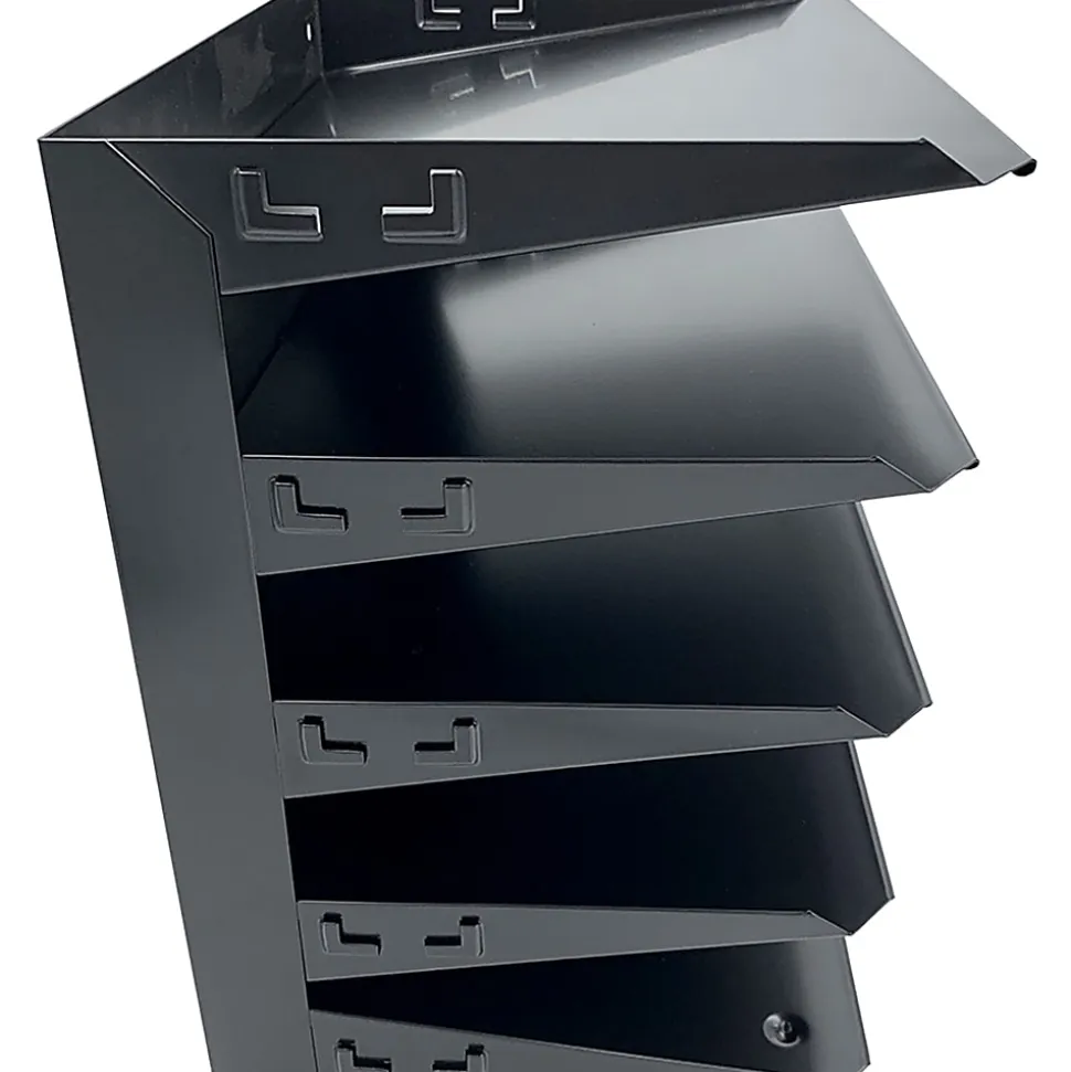 Huron Horizontal Slots Desk Organizer, 5 Compartment(s), Horizontal, 12"H x 8.75"W x 12"D, Durable, Black, Steel