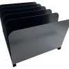 Huron Vertical Desk Organizer, 5 Compartment(s), Vertical, 7.75"H x 11"W x 12.50"D, Durable, Black, Steel