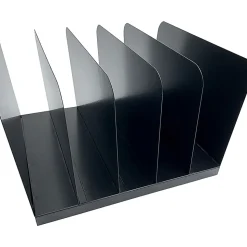 Huron Vertical Desk Organizer, 5 Compartment(s), Vertical, 7.75"H x 11"W x 12.50"D, Durable, Black, Steel