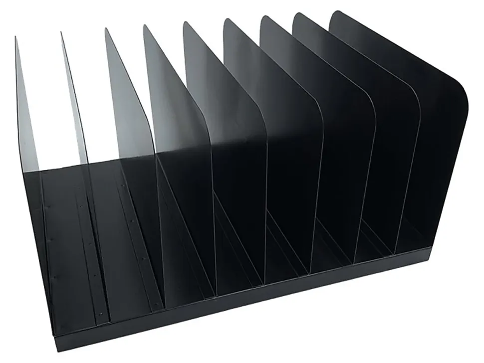 Huron Vertical Desk Organizer, 8 Compartment(s), Vertical, 7.75"H x 11"W x 15"D, Durable, Black, Steel