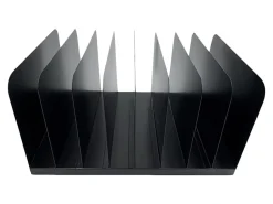 Huron Vertical Desk Organizer, 8 Compartment(s), Vertical, 7.75"H x 11"W x 15"D, Durable, Black, Steel